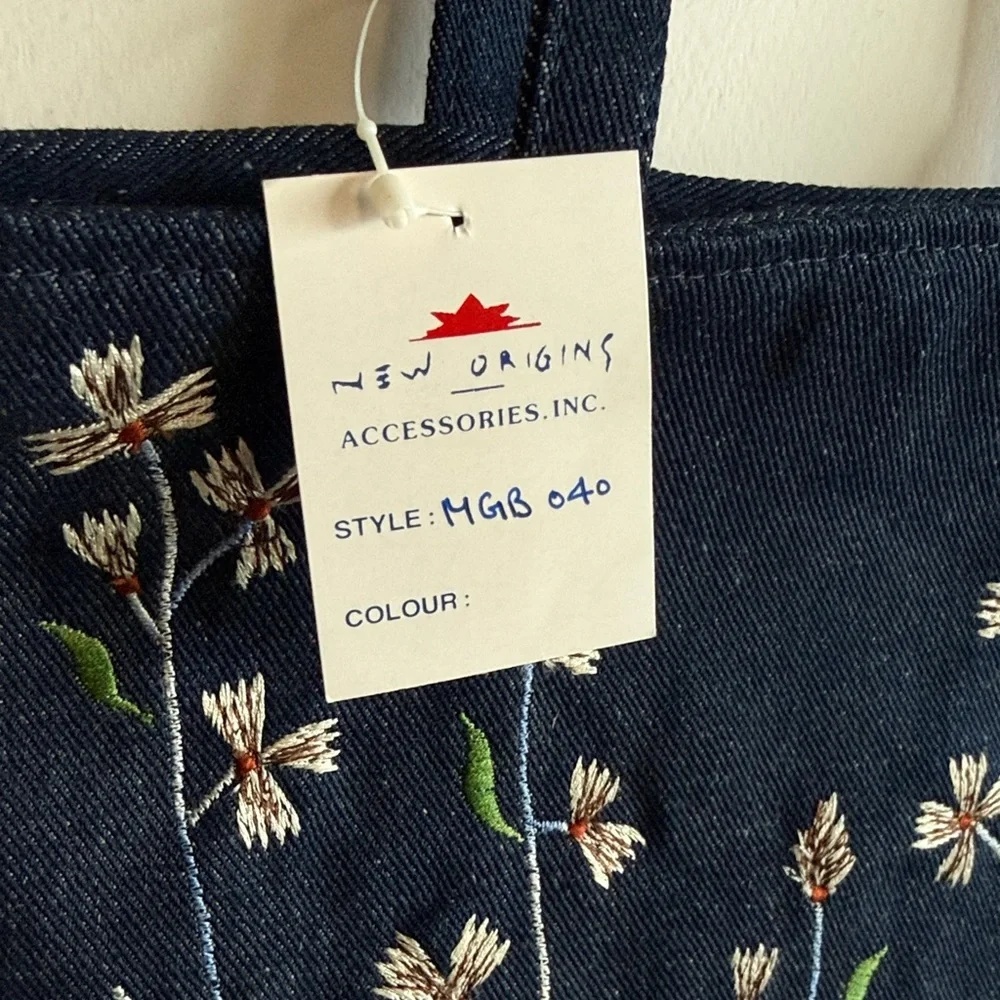 Embroidered Denim Tote Bag - Picture 4 of 9